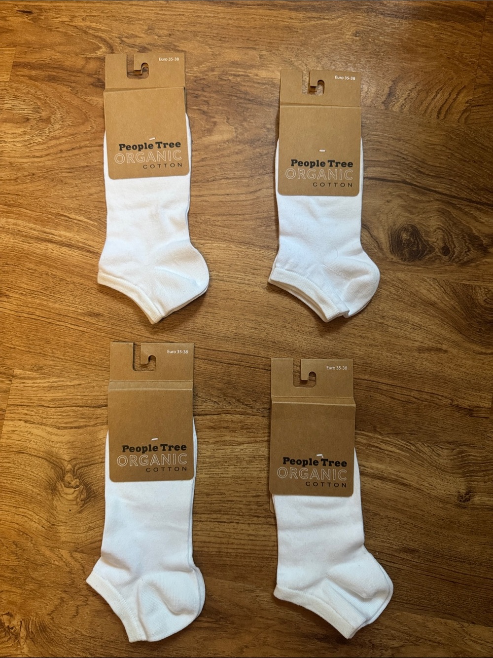 People Tree Organic Cotton Women’s White Ankle Socks - 4 Pack - NWT